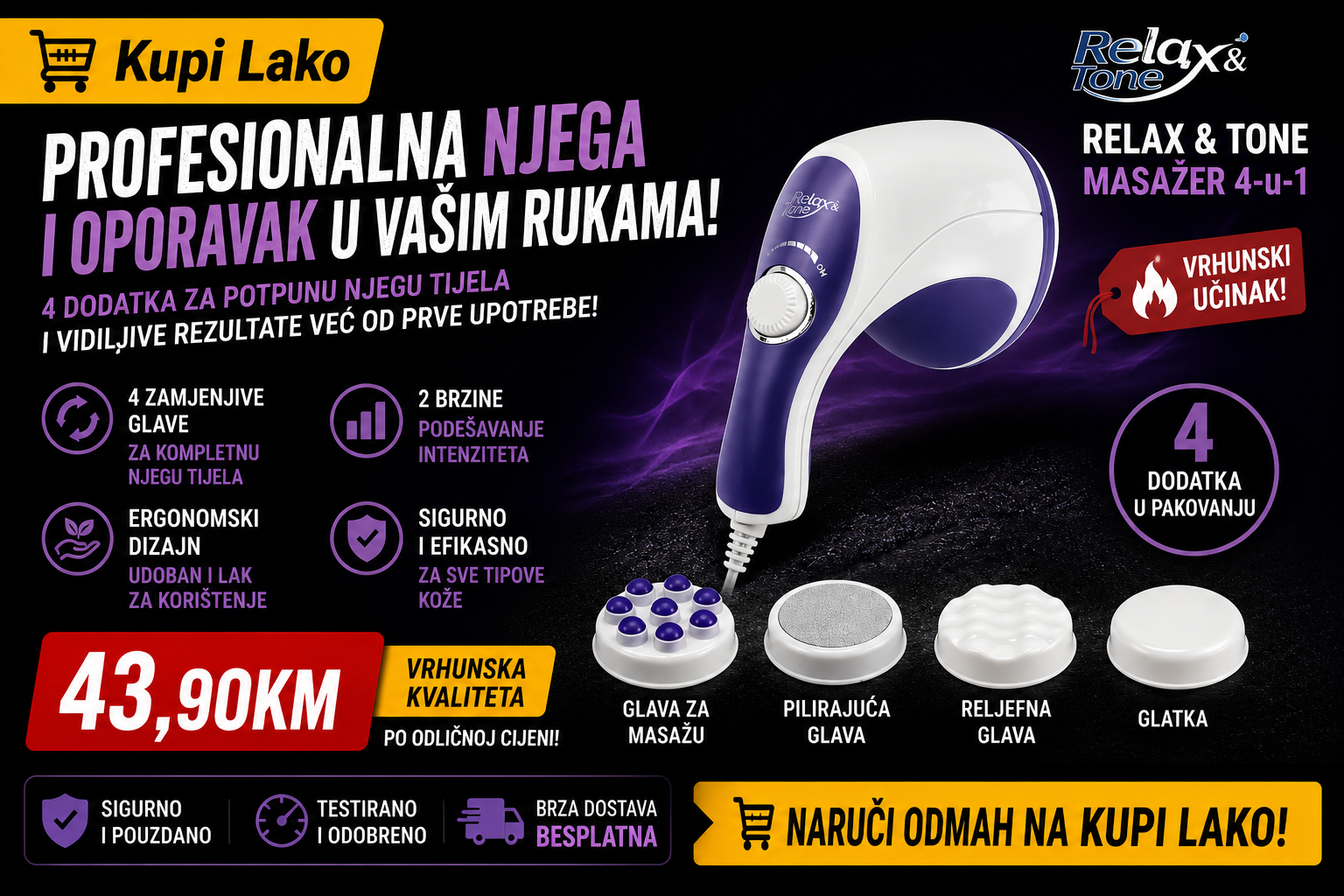 Masažer Sa 4 Dodatka